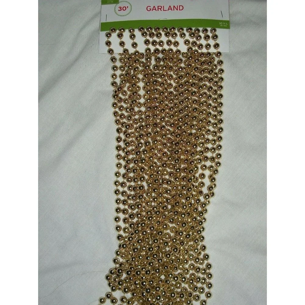 30' Gold Beaded Bead Garland Christmas Tree Wedding Table Decor Craft Target